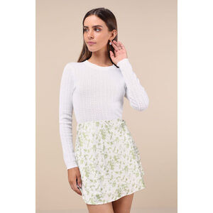 Lulus Trendy Sweetness White Pointelle Knit Long Sleeve Sweater Top - Size XL